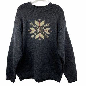 Abercrombie & Fitch Sweater Nordic Fair Isle Crew Neck Long Sleeve Gray